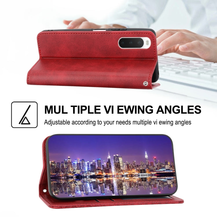 For Sony Xperia 10 V 4G Cubic Grid Calf Texture Magnetic Leather Phone Case