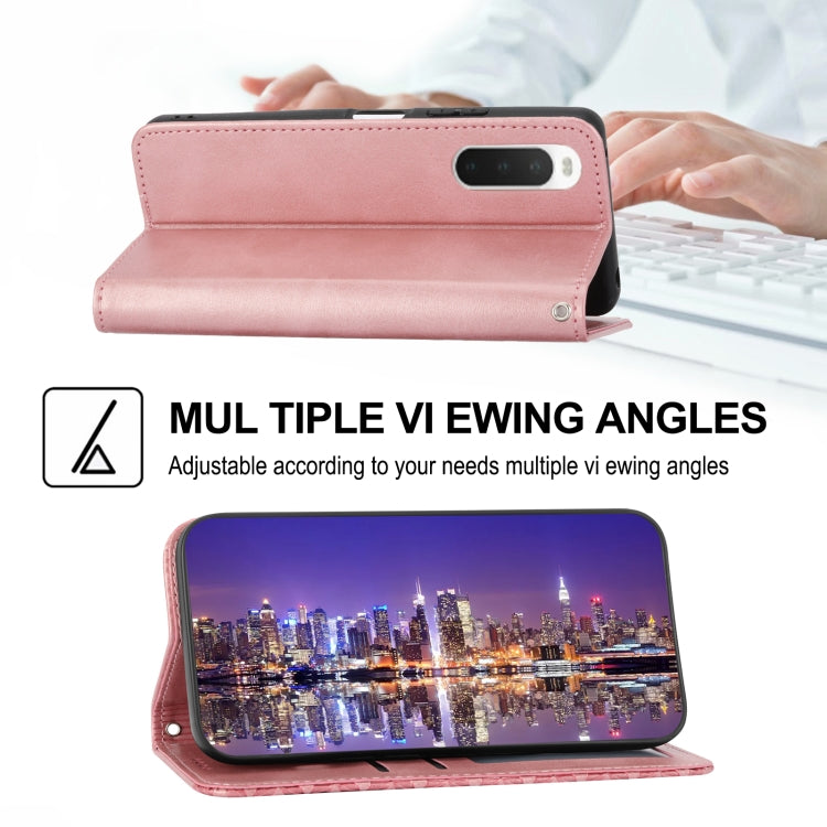 For Sony Xperia 10 V 4G Cubic Grid Calf Texture Magnetic Leather Phone Case