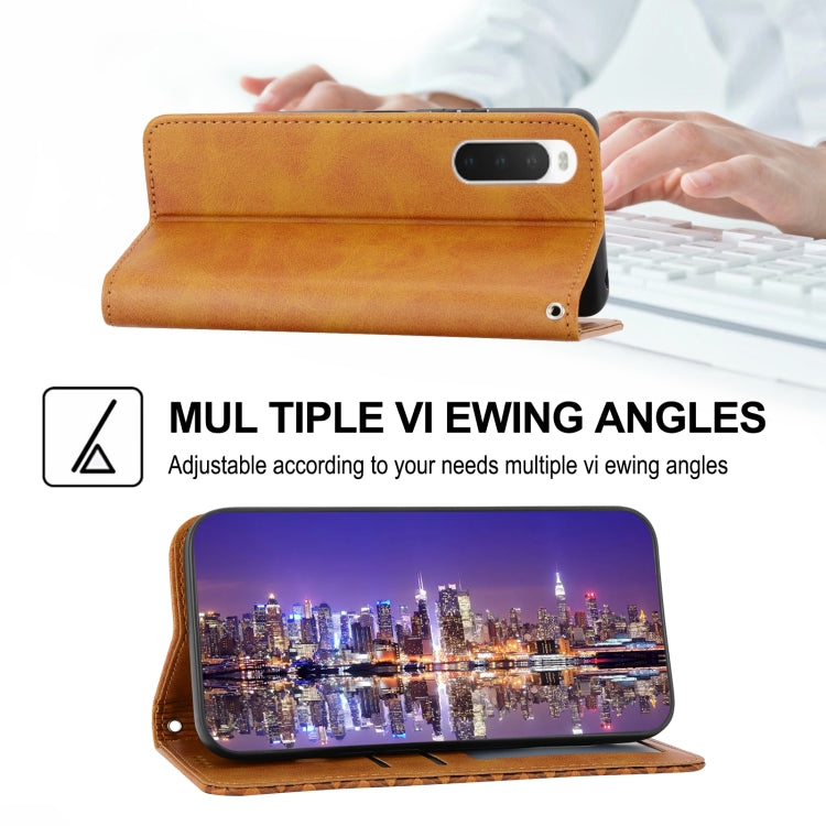 For Sony Xperia 10 V 4G Cubic Grid Calf Texture Magnetic Leather Phone Case