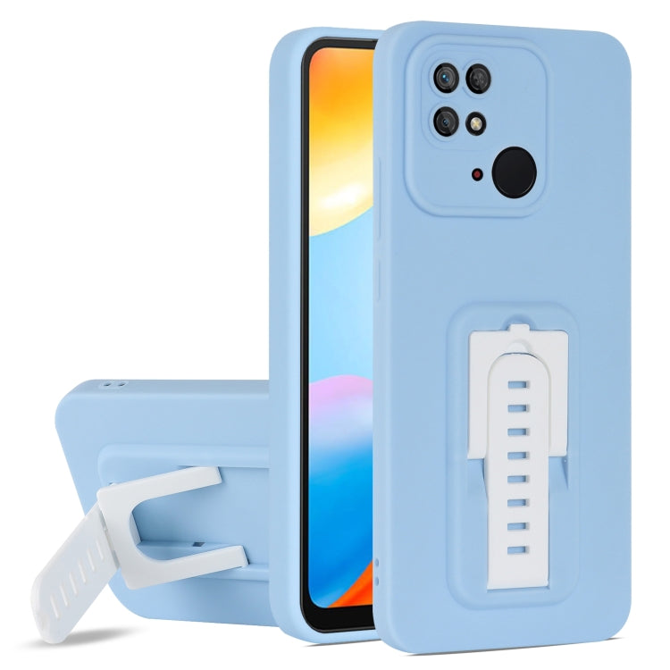 For Xiaomi Redmi 10 4G / Redmi 10C Strap Holder Shockproof Protective Phone Case with Lens Film