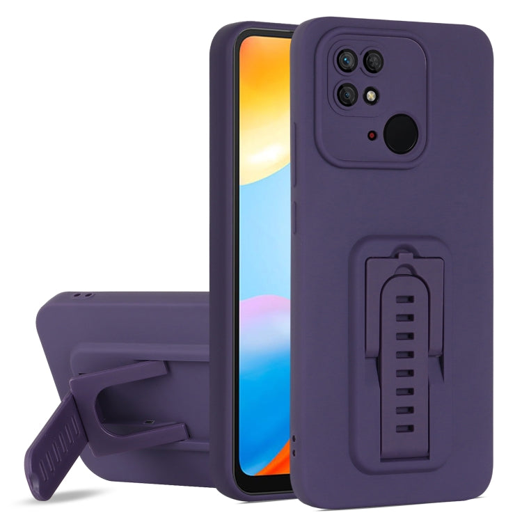 For Xiaomi Redmi 10 4G / Redmi 10C Strap Holder Shockproof Protective Phone Case with Lens Film