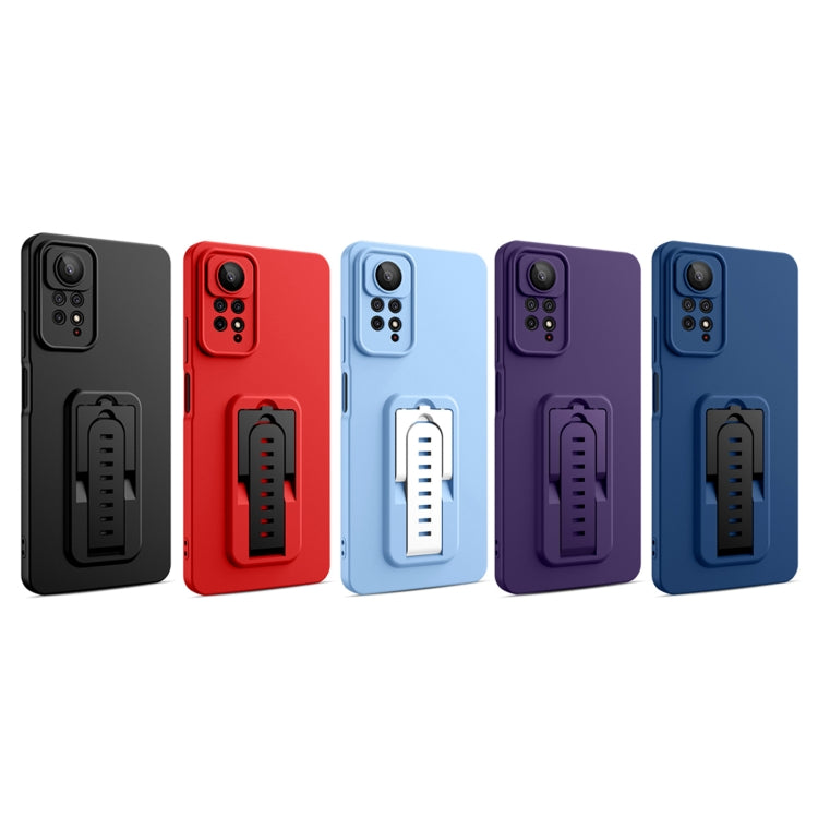 For Xiaomi Redmi Note 11 Pro Global / Redmi Note 11 Pro 5G / Redmi Note 11 Pro+ Strap Holder Shockproof Protective Phone Case with Lens Film