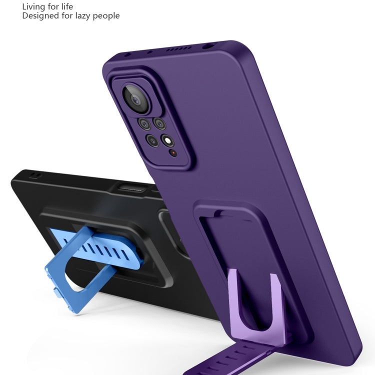 For Xiaomi Redmi Note 11 Pro Global / Redmi Note 11 Pro 5G / Redmi Note 11 Pro+ Strap Holder Shockproof Protective Phone Case with Lens Film