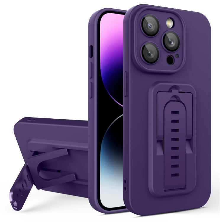 For iPhone 14 Pro Strap Holder Shockproof Protective Phone Case with Lens Film