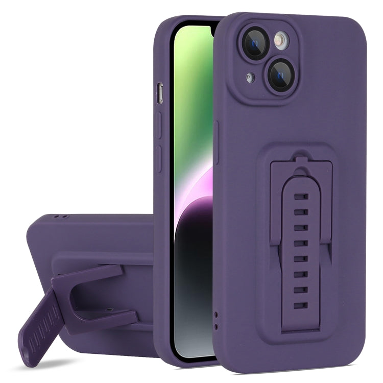 For iPhone 14 Plus Strap Holder Shockproof Protective Phone Case with Lens Film