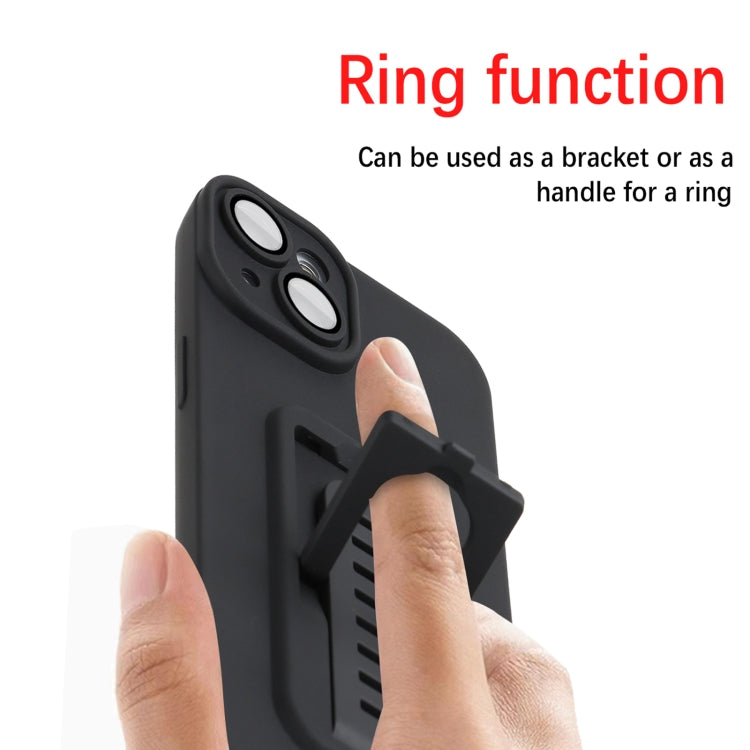 For iPhone 14 Plus Strap Holder Shockproof Protective Phone Case with Lens Film