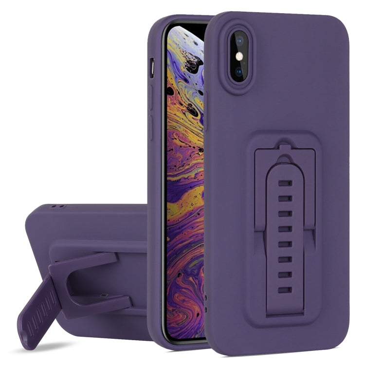 For iPhone XS Strap Holder Shockproof Protective Phone Case with Lens Film