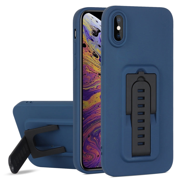 For iPhone XS Strap Holder Shockproof Protective Phone Case with Lens Film