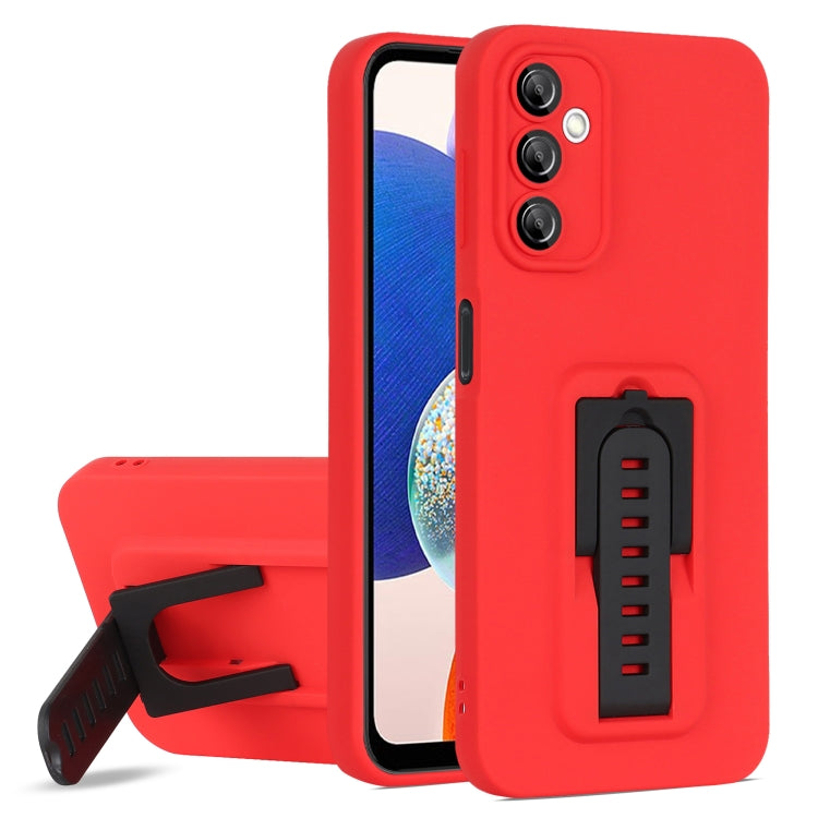 For Samsung Galaxy A14 5G Strap Holder Shockproof Protective Phone Case with Lens Film