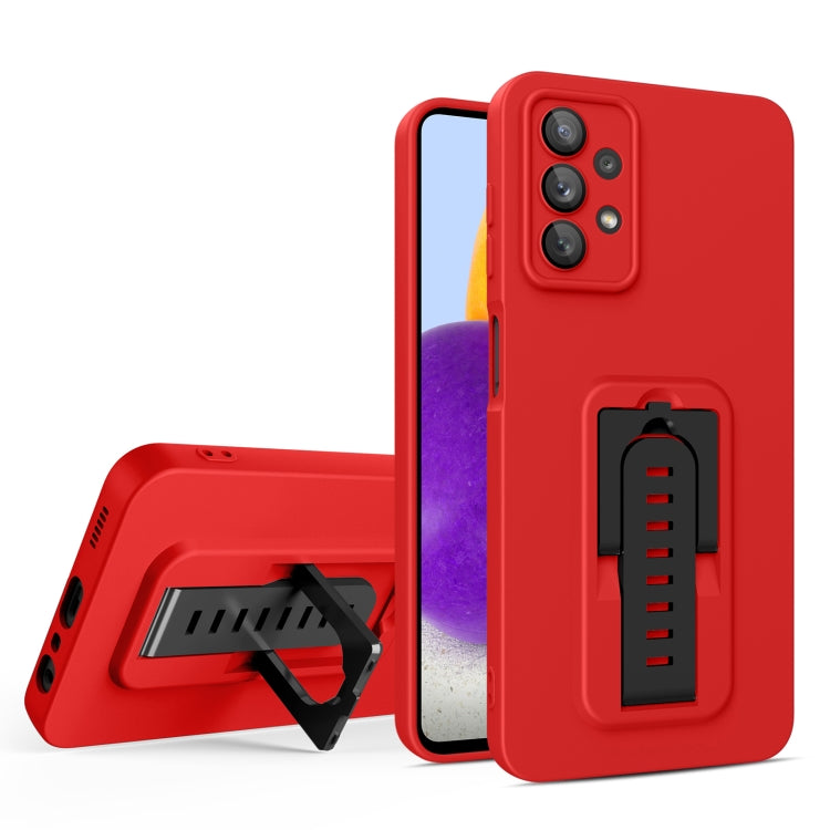 For Samsung Galaxy A23 5G / A23 4G / M13 4G Strap Holder Shockproof Protective Phone Case with Lens Film
