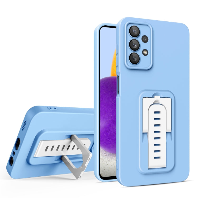 For Samsung Galaxy A23 5G / A23 4G / M13 4G Strap Holder Shockproof Protective Phone Case with Lens Film