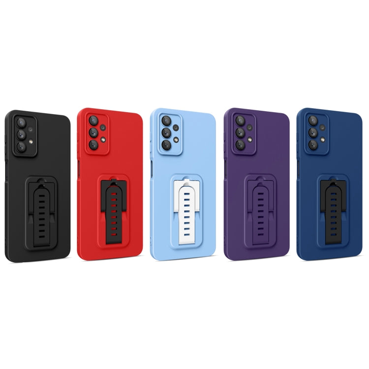 For Samsung Galaxy A23 5G / A23 4G / M13 4G Strap Holder Shockproof Protective Phone Case with Lens Film