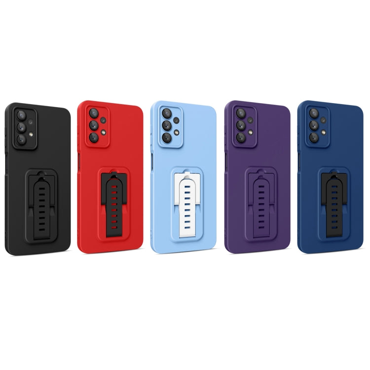 For Samsung Galaxy A33 5G Strap Holder Shockproof Protective Phone Case with Lens Film