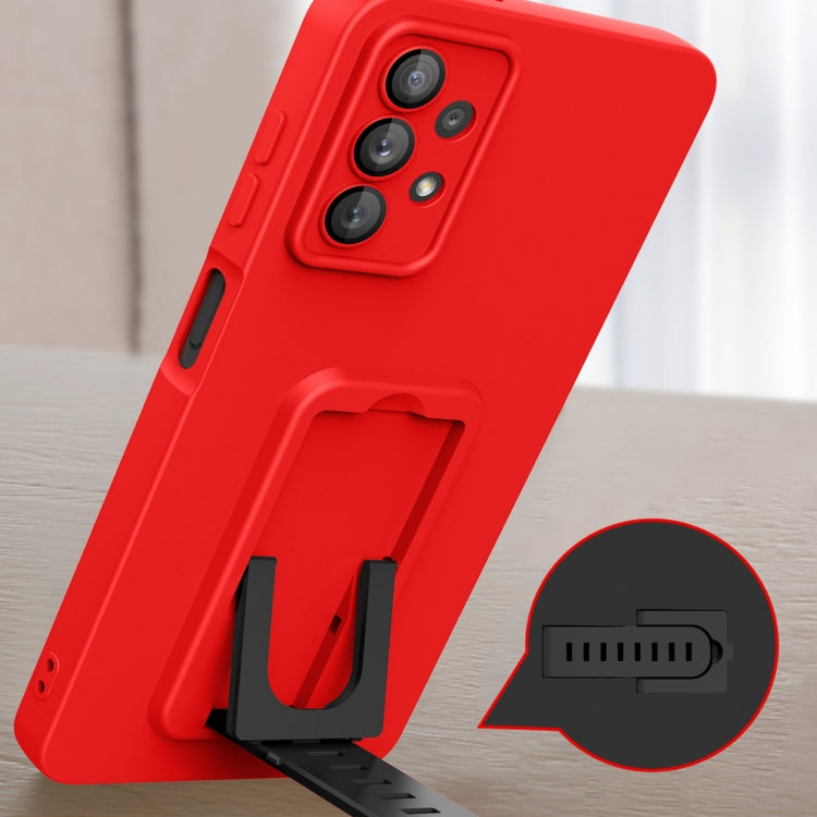For Samsung Galaxy A33 5G Strap Holder Shockproof Protective Phone Case with Lens Film