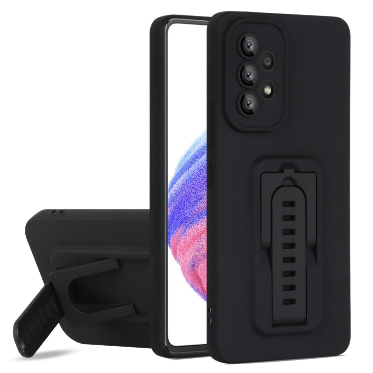 For Samsung Galaxy A53 5G Strap Holder Shockproof Protective Phone Case with Lens Film