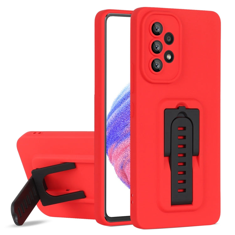 For Samsung Galaxy A53 5G Strap Holder Shockproof Protective Phone Case with Lens Film