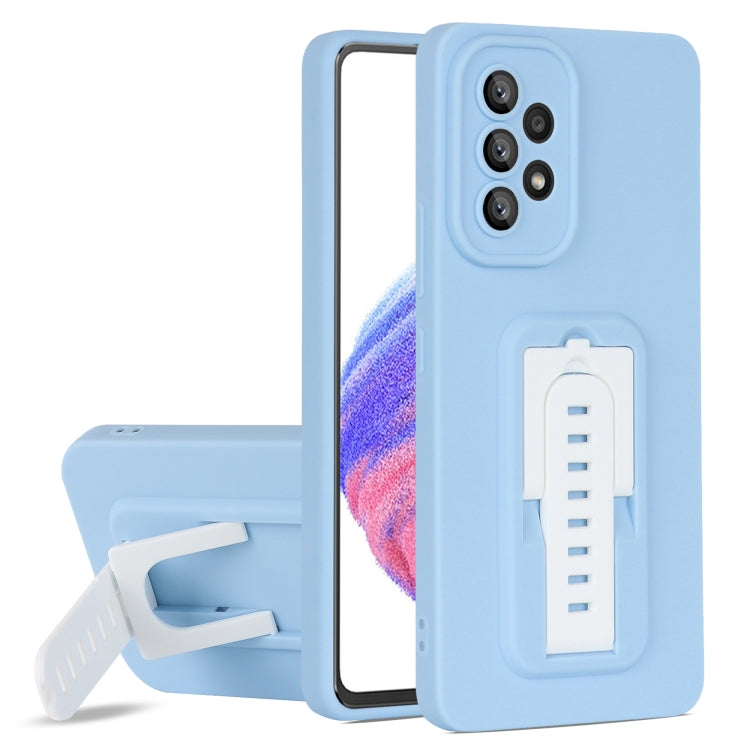 For Samsung Galaxy A53 5G Strap Holder Shockproof Protective Phone Case with Lens Film