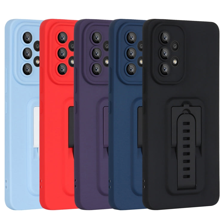 For Samsung Galaxy A53 5G Strap Holder Shockproof Protective Phone Case with Lens Film