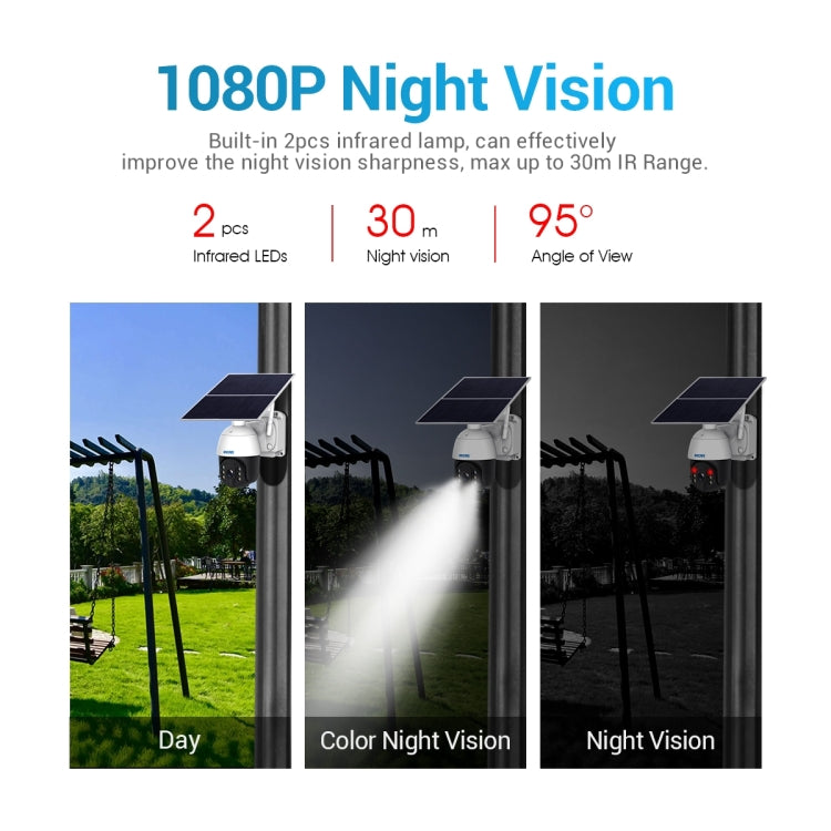 ESCAM QF724 3MP 24h Recording Cloud Storage PT 4G PIR Alarm IP Camera with Solar Panel, AU Signal Bands