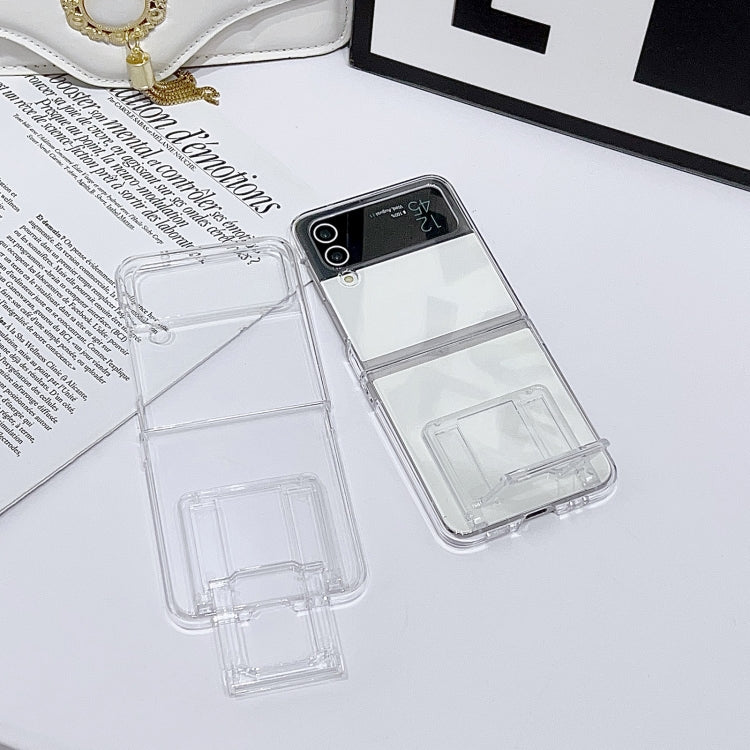 For Samsung Galaxy Z Flip3 5G PC Transparent Phone Case with Stereo Hidden Stand