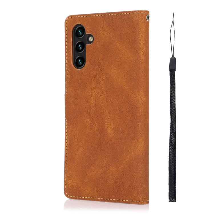 For Samsung Galaxy M13 5G Fantasy Classic Skin-feel Calfskin Texture PU Phone Case