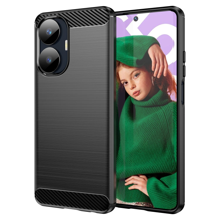 For Realme C55 Brushed Texture Carbon Fiber TPU Phone Case