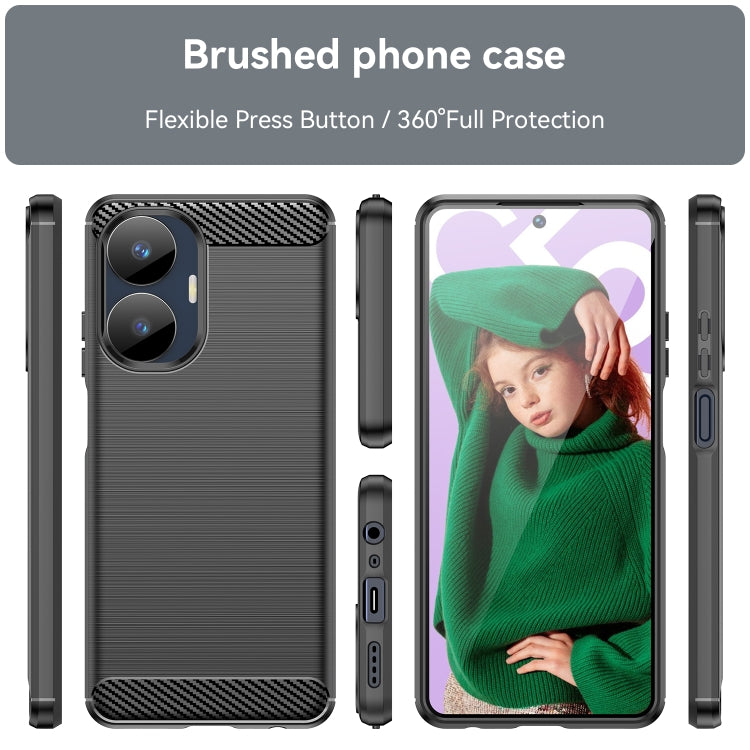 For Realme C55 Brushed Texture Carbon Fiber TPU Phone Case
