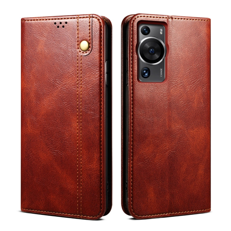 For Huawei P60/P60 Pro Oil Wax Crazy Horse Texture Leather Phone Case