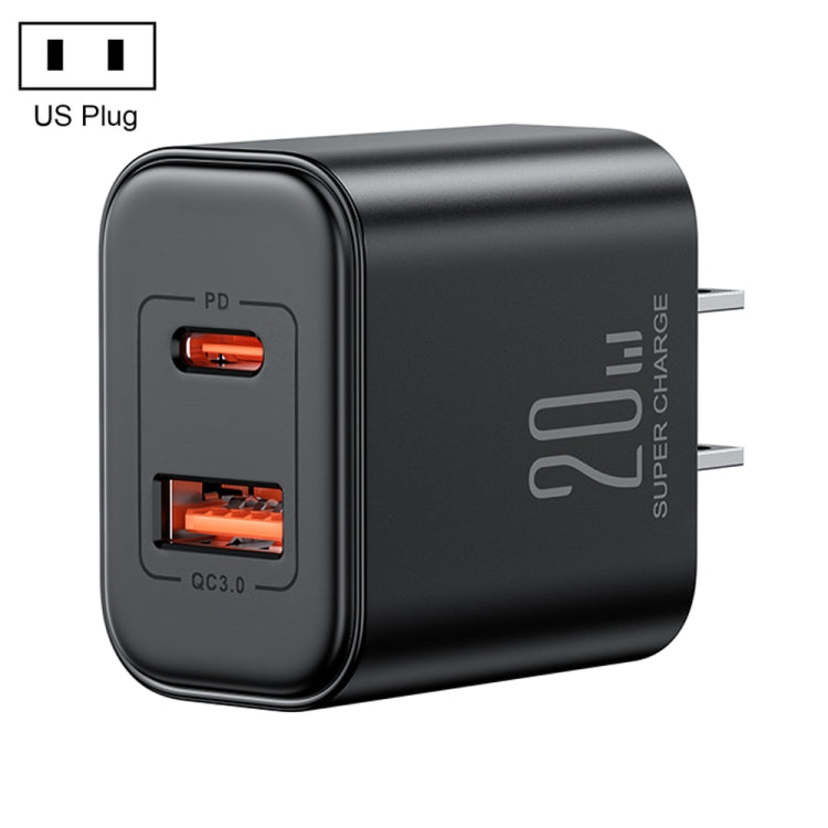 J0YROOM TCF05 20W USB+USB-C/Type-C Fast Charger, Specification:US Plug