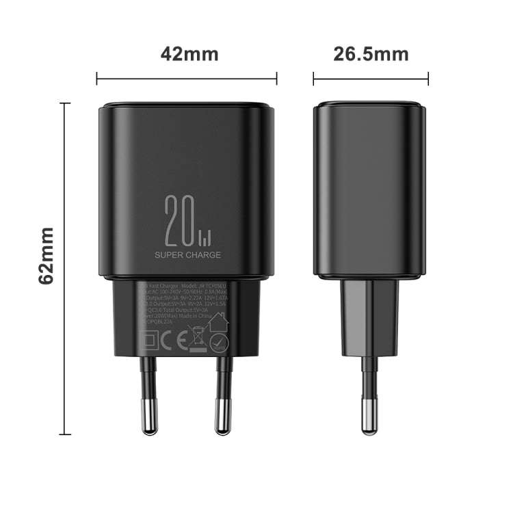 J0YROOM TCF05 20W USB+USB-C/Type-C Fast Charger, Specification:EU Plug
