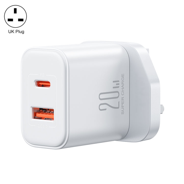 J0YROOM TCF05 20W USB+USB-C/Type-C Fast Charger, Specification:UK Plug