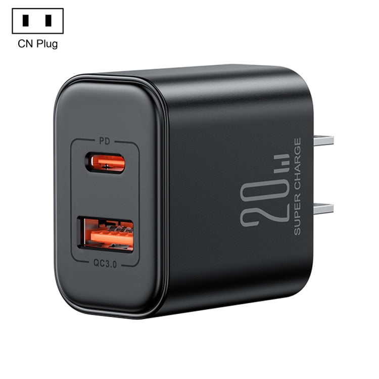 J0YROOM TCF05 20W USB+USB-C/Type-C Fast Charger, Specification:CN Plug