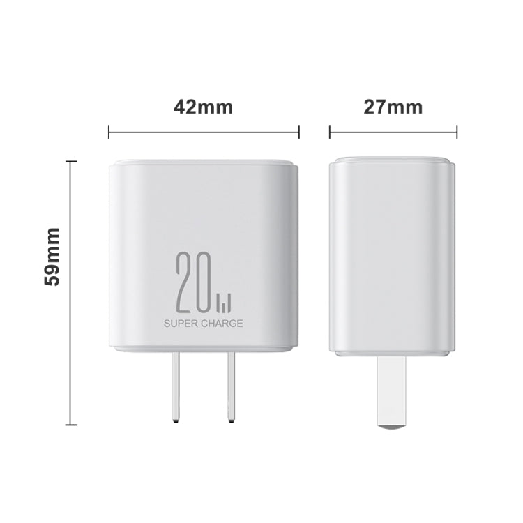 J0YROOM TCF05 20W USB+USB-C/Type-C Fast Charger, Specification:CN Plug