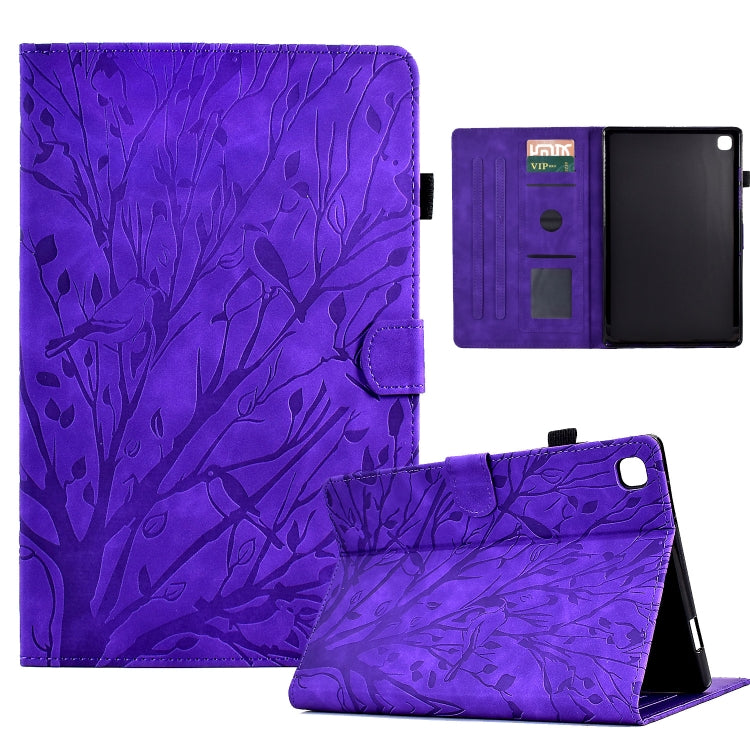 For iPad 10.2 2019 2020 / iPad 10.5 2017 2019 Fortune Tree Pressure Flower PU Tablet Case with Wake-up / Sleep Function
