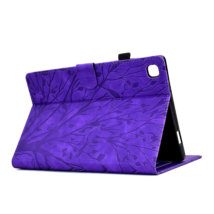 For iPad 10.2 2019 2020 / iPad 10.5 2017 2019 Fortune Tree Pressure Flower PU Tablet Case with Wake-up / Sleep Function