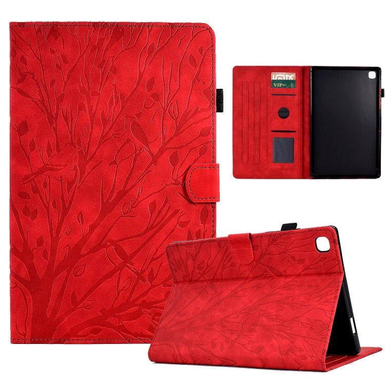 For iPad 10.2 2019 2020 / iPad 10.5 2017 2019 Fortune Tree Pressure Flower PU Tablet Case with Wake-up / Sleep Function