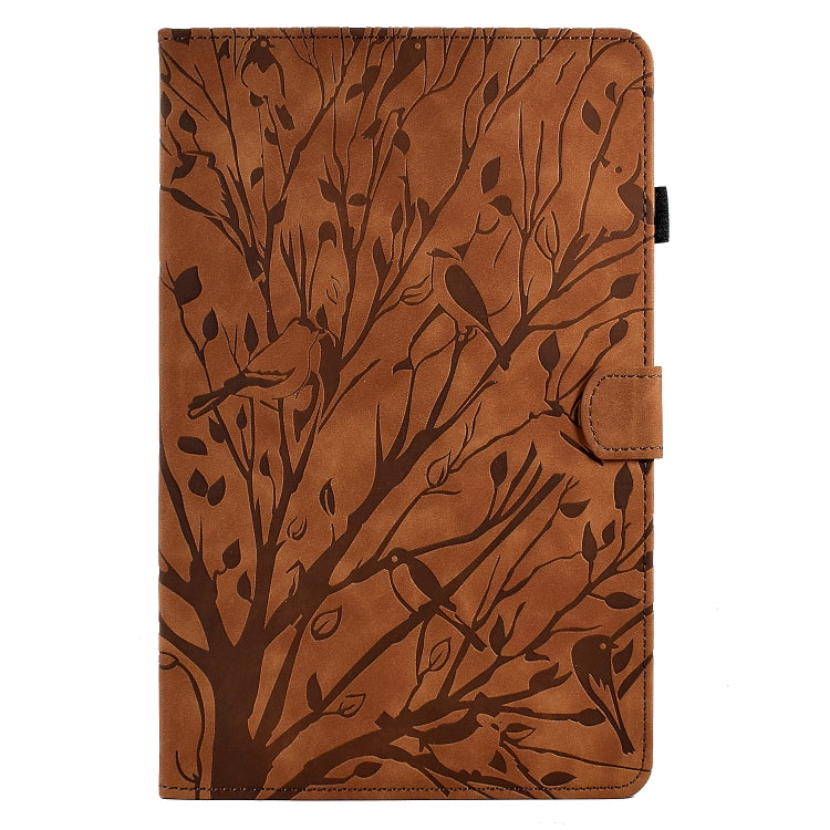 For iPad 10.2 2019 2020 / iPad 10.5 2017 2019 Fortune Tree Pressure Flower PU Tablet Case with Wake-up / Sleep Function