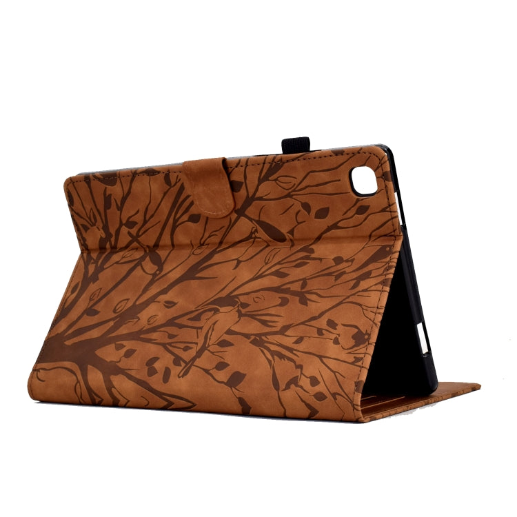 For iPad 10.2 2019 2020 / iPad 10.5 2017 2019 Fortune Tree Pressure Flower PU Tablet Case with Wake-up / Sleep Function