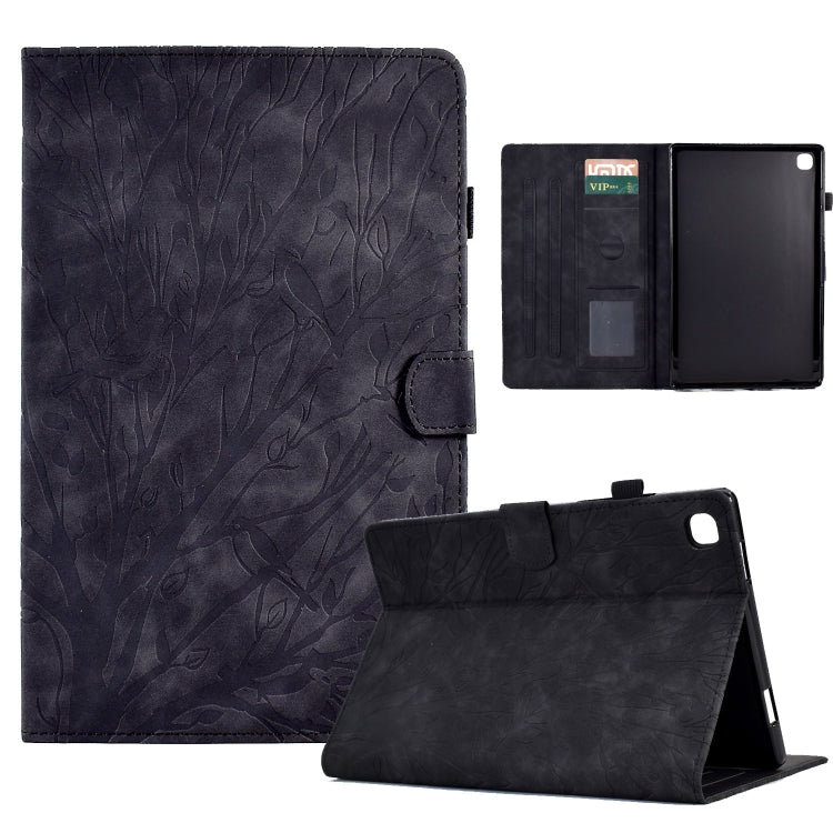 For iPad 10.2 2019 2020 / iPad 10.5 2017 2019 Fortune Tree Pressure Flower PU Tablet Case with Wake-up / Sleep Function