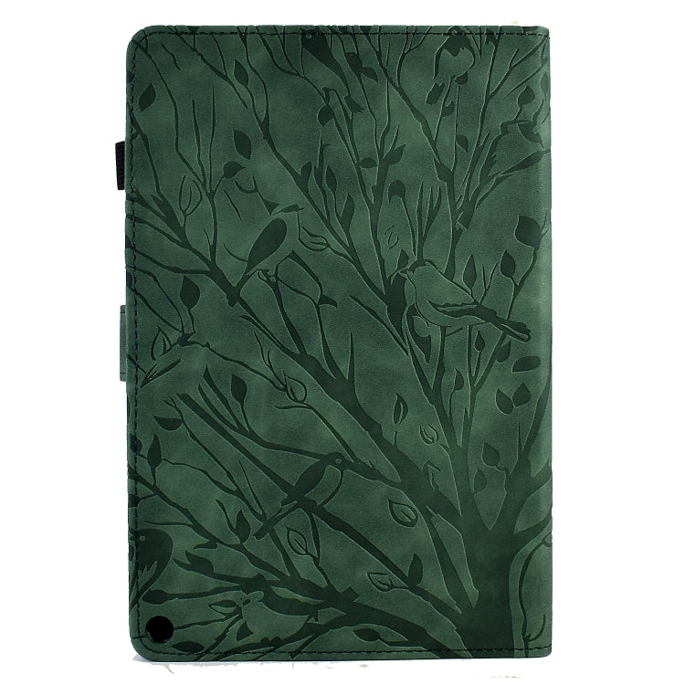 For Amazon Fire HD 10 Plus / HD 10 2021 Fortune Tree Pressure Flower PU Tablet Case with Wake-up / Sleep Function