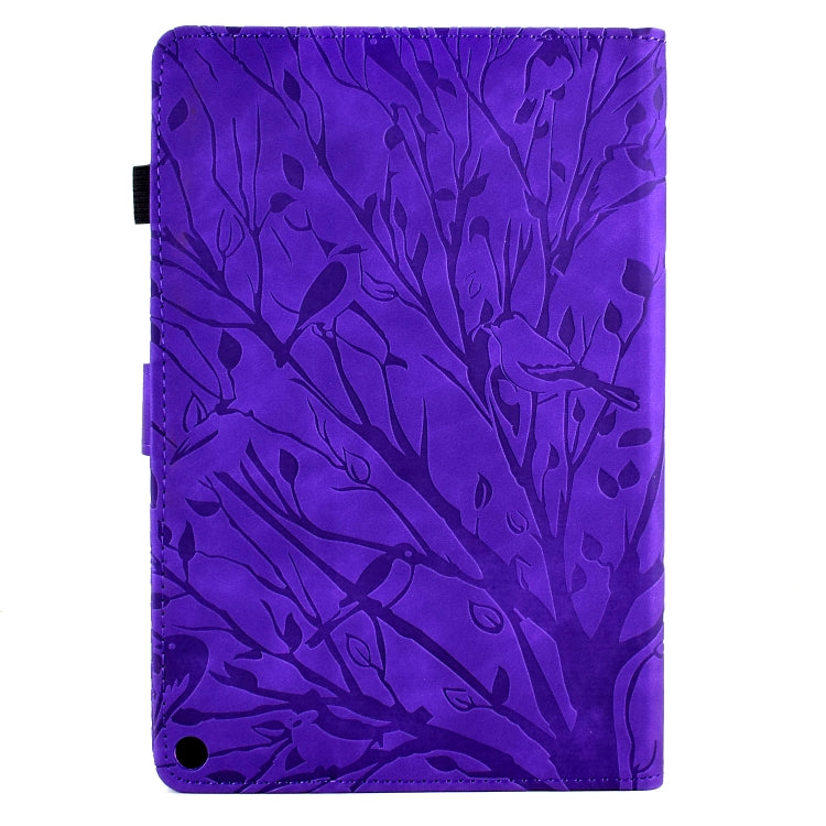 For Amazon Fire HD 10 Plus / HD 10 2021 Fortune Tree Pressure Flower PU Tablet Case with Wake-up / Sleep Function