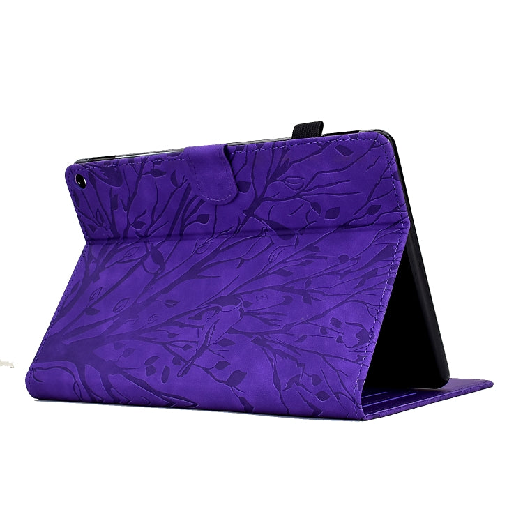 For Amazon Fire HD 10 Plus / HD 10 2021 Fortune Tree Pressure Flower PU Tablet Case with Wake-up / Sleep Function