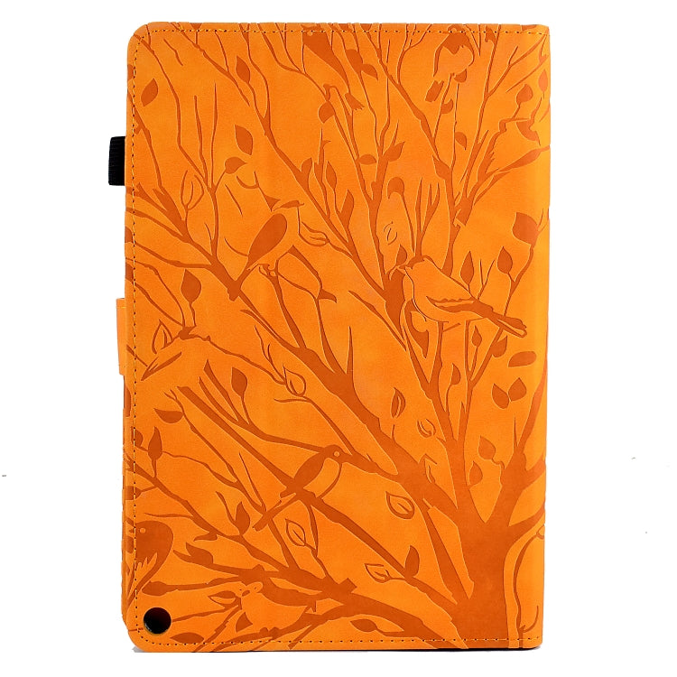 For Amazon Fire HD 10 Plus / HD 10 2021 Fortune Tree Pressure Flower PU Tablet Case with Wake-up / Sleep Function