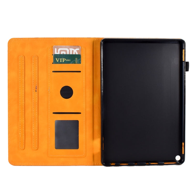 For Amazon Fire HD 10 Plus / HD 10 2021 Fortune Tree Pressure Flower PU Tablet Case with Wake-up / Sleep Function