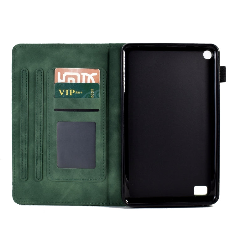 For Amazon Fire 7 2015 2017 2019 Fortune Tree Pressure Flower PU Tablet Case with Wake-up / Sleep Function