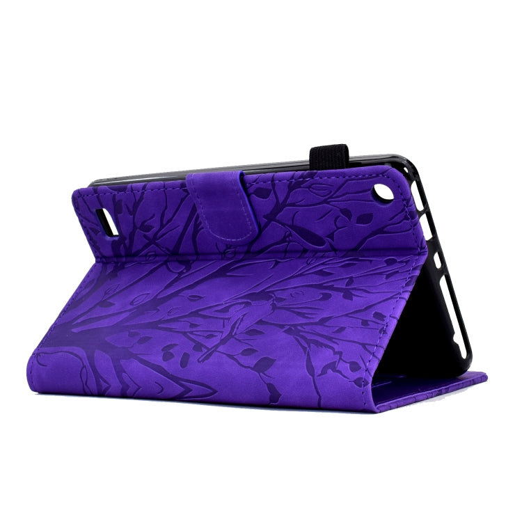 For Amazon Fire 7 2015 2017 2019 Fortune Tree Pressure Flower PU Tablet Case with Wake-up / Sleep Function