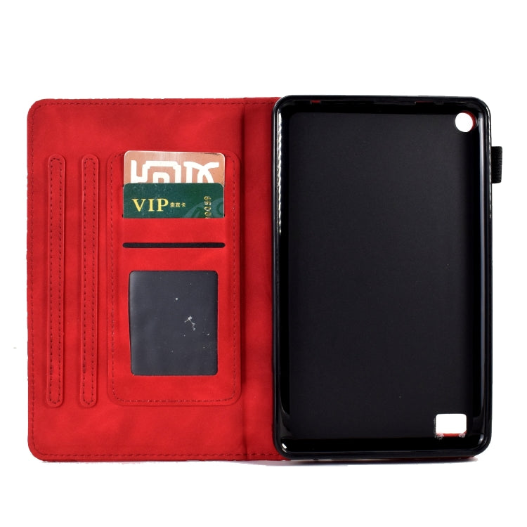 For Amazon Fire 7 2015 2017 2019 Fortune Tree Pressure Flower PU Tablet Case with Wake-up / Sleep Function