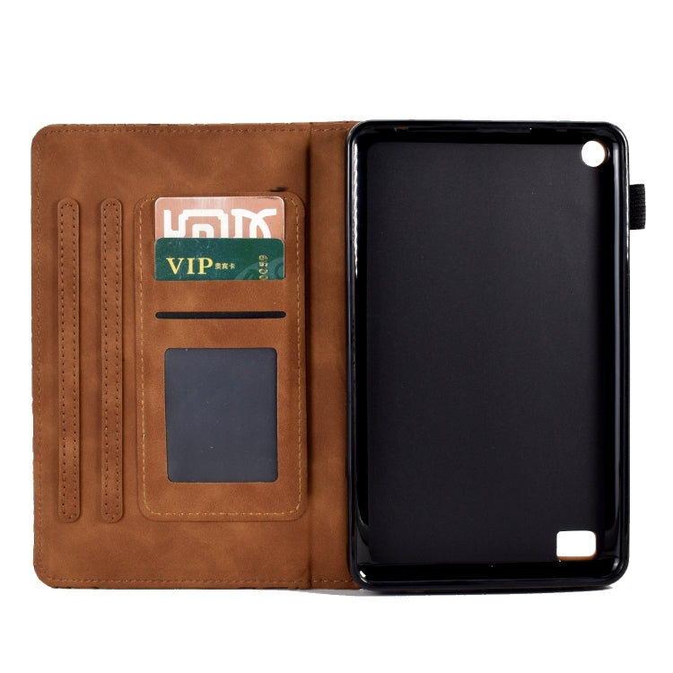 For Amazon Fire 7 2015 2017 2019 Fortune Tree Pressure Flower PU Tablet Case with Wake-up / Sleep Function