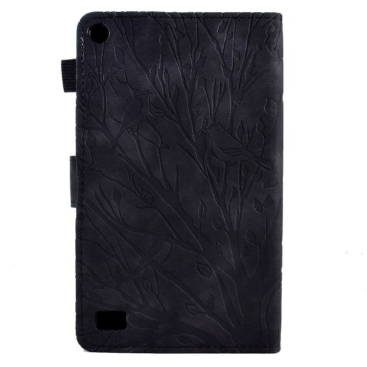 For Amazon Fire 7 2015 2017 2019 Fortune Tree Pressure Flower PU Tablet Case with Wake-up / Sleep Function