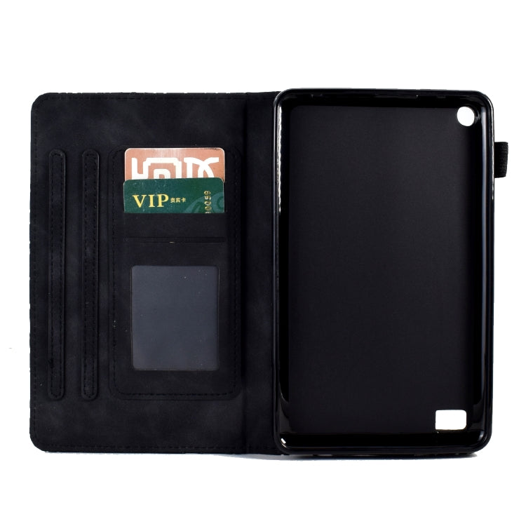 For Amazon Fire 7 2015 2017 2019 Fortune Tree Pressure Flower PU Tablet Case with Wake-up / Sleep Function